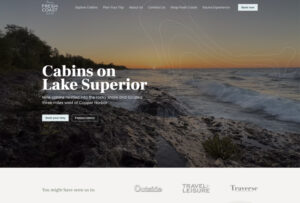 Fresh Coast Cabins homepage